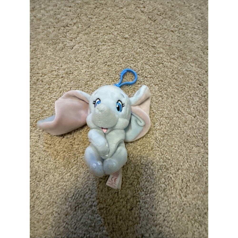 Ty Beanie Babies Sparkle Dumbo Elephant Disney Keyring Keychain Clip Plush 3"